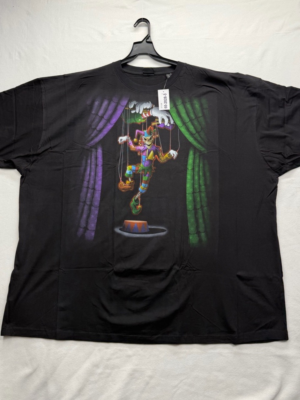 Liquid Blue Black Graphic Puppet Jester T-Shirt Size Men's 6XL